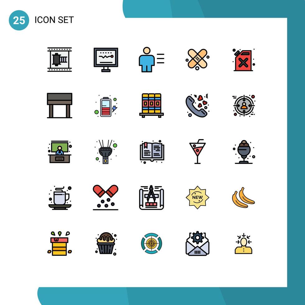 Set of 25 Modern UI Icons Symbols Signs for plaster bandage heartbeat human body Editable Vector Design Elements