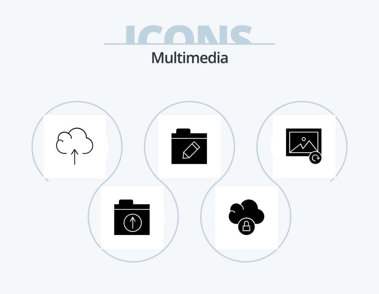 paquete de iconos de glifos multimedia 5 diseño de iconos. . . subir. recargar. imagen vector