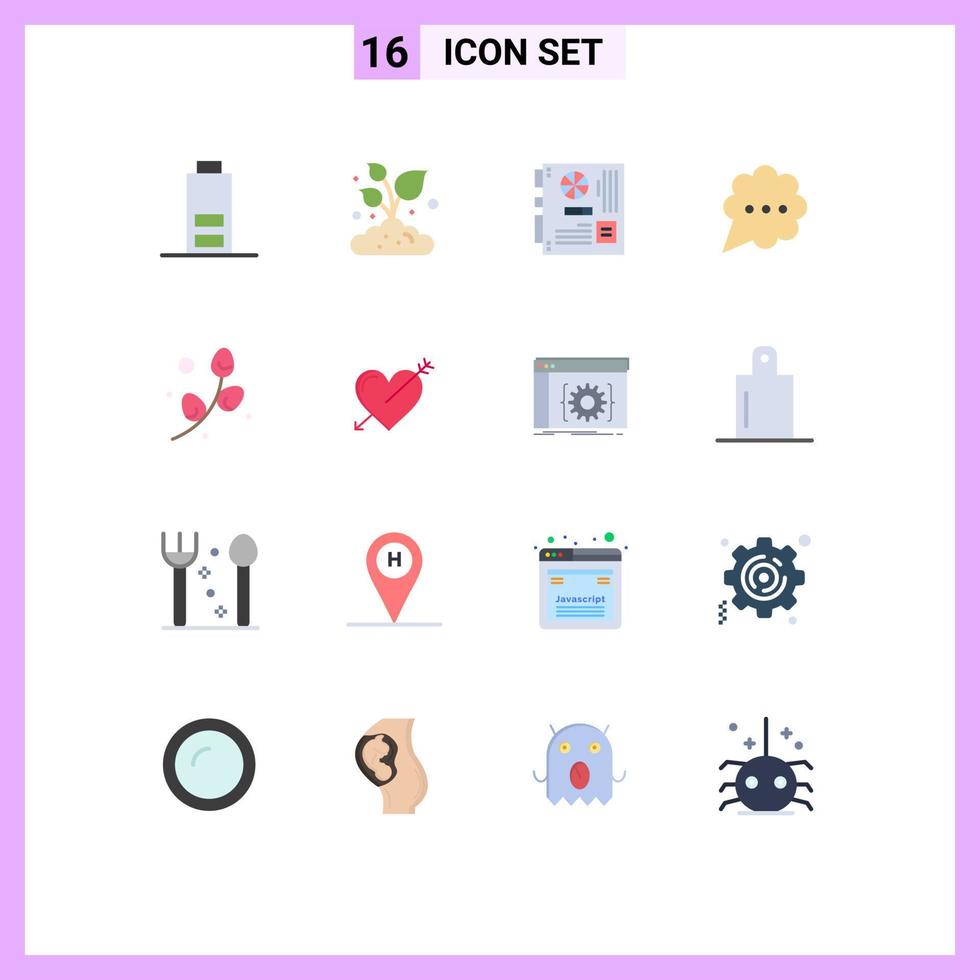 Set of 16 Modern UI Icons Symbols Signs for easter plent main comment bubble Editable Pack of Creative Vector Design Elements