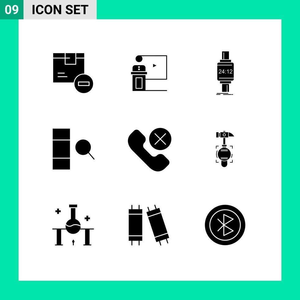 9 User Interface Solid Glyph Pack of modern Signs and Symbols of column apple presentation watch smart watch Editable Vector Design Elements