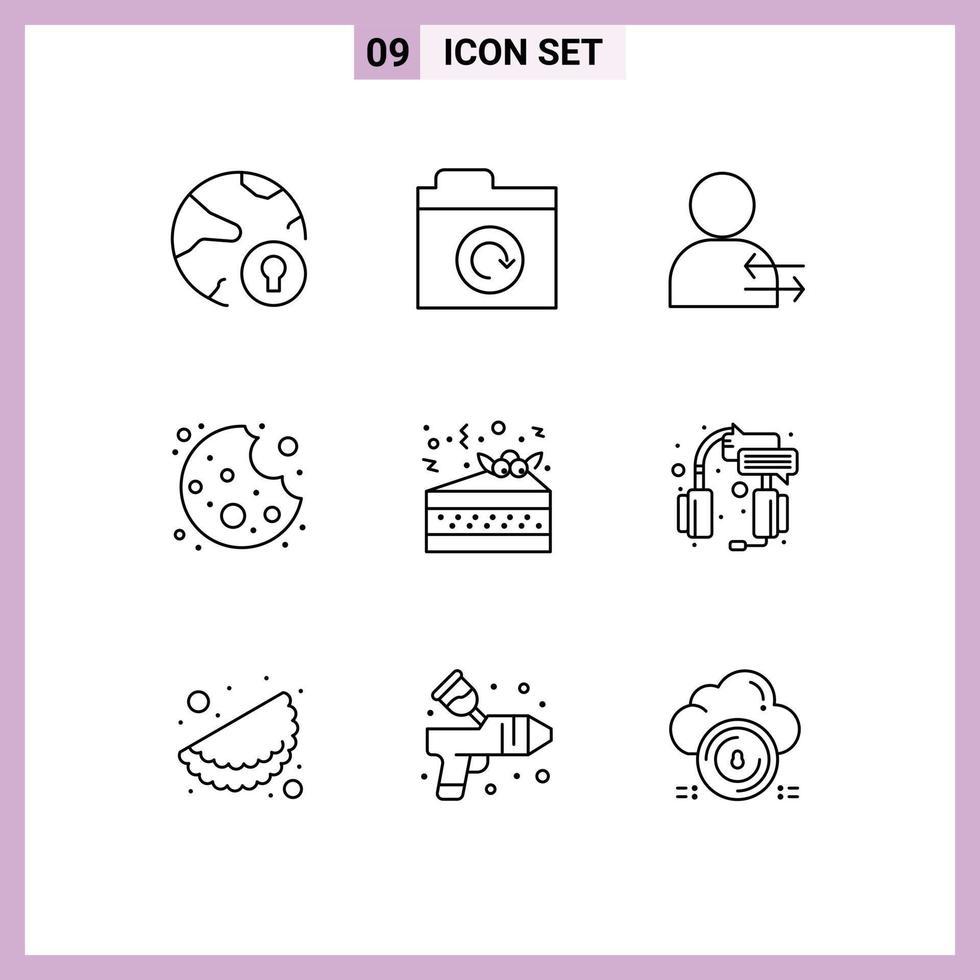 Universal Icon Symbols Group of 9 Modern Outlines of pizza night man food bite Editable Vector Design Elements