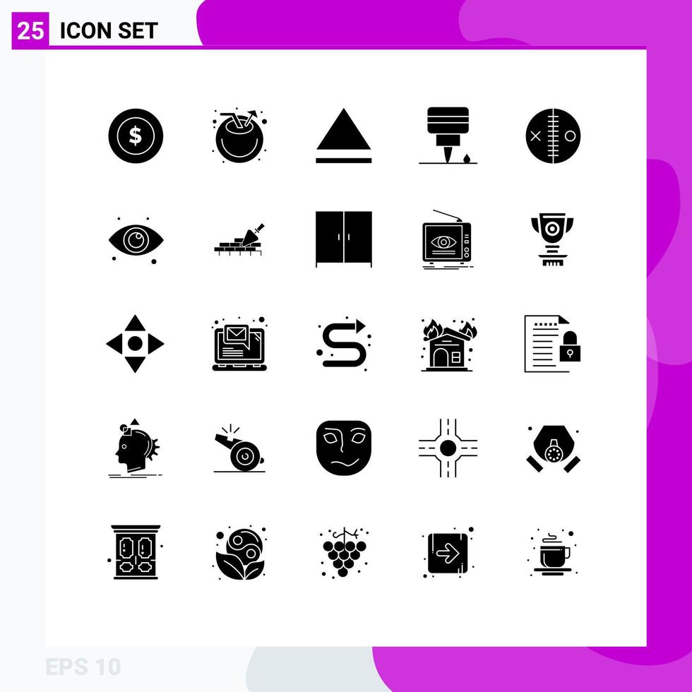 Pictogram Set of 25 Simple Solid Glyphs of view voodoo engine puncture doll Editable Vector Design Elements