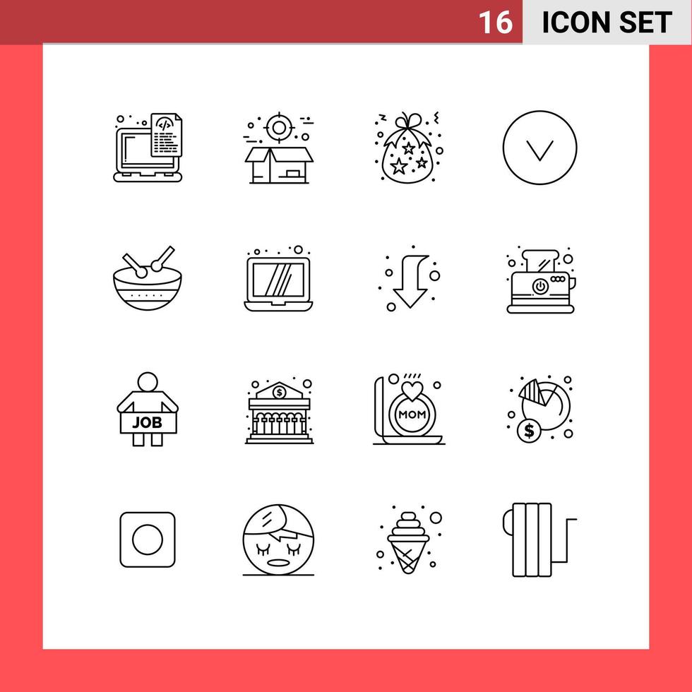 Universal Icon Symbols Group of 16 Modern Outlines of down arrow delivery holidays christmas Editable Vector Design Elements