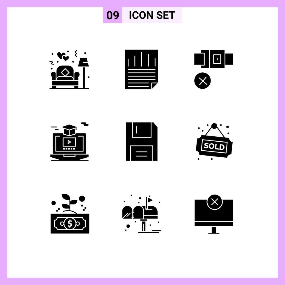 9 Creative Icons Modern Signs and Symbols of devices gruadation belt video degree Editable Vector Design Elements