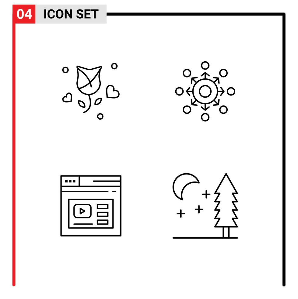 User Interface Pack of 4 Basic Filledline Flat Colors of rose presentation propose arrow page Editable Vector Design Elements