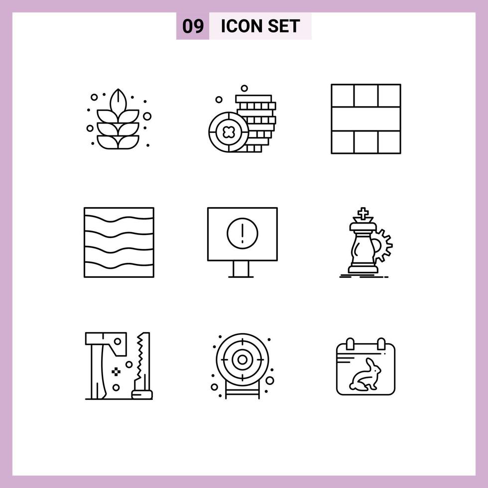 Universal Icon Symbols Group of 9 Modern Outlines of error waves interface water river Editable Vector Design Elements