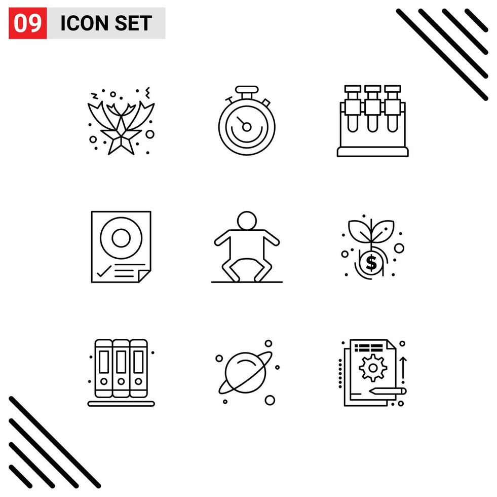 Modern Set of 9 Outlines Pictograph of kid baby lab paper mark Editable Vector Design Elements