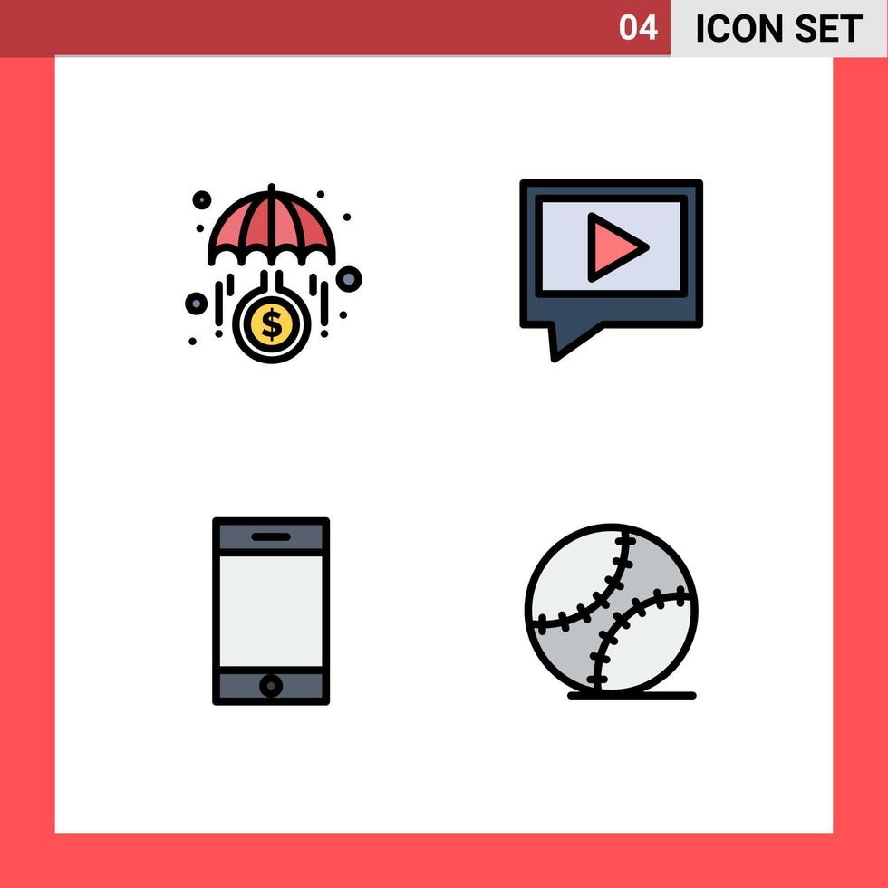 Stock Vector Icon Pack of 4 Line Signs and Symbols for funds smartphone investment mail gentleman Editable Vector Design Elements