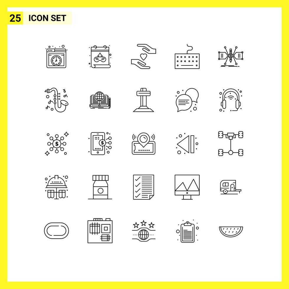 Group of 25 Lines Signs and Symbols for structure grid hands constructing type Editable Vector Design Elements