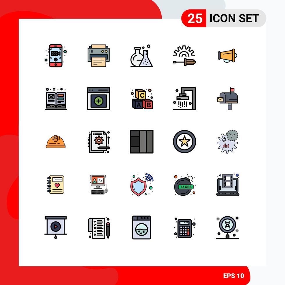 Stock Vector Icon Pack of 25 Line Signs and Symbols for announce tool tube screw screw driver Editable Vector Design Elements