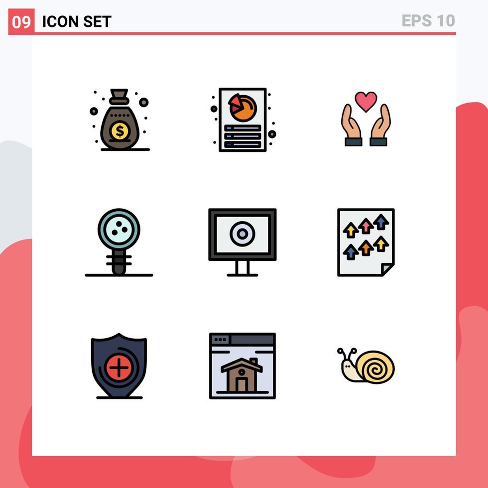 9 Universal Filledline Flat Colors Set for Web and Mobile Applications stream learning hand laboratory education Editable Vector Design Elements