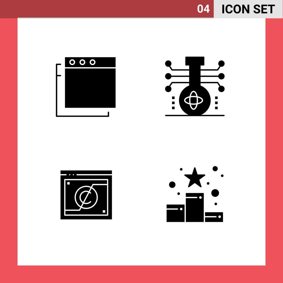 Stock Vector Icon Pack of 4 Line Signs and Symbols for apps digital knowledge technology law Editable Vector Design Elements
