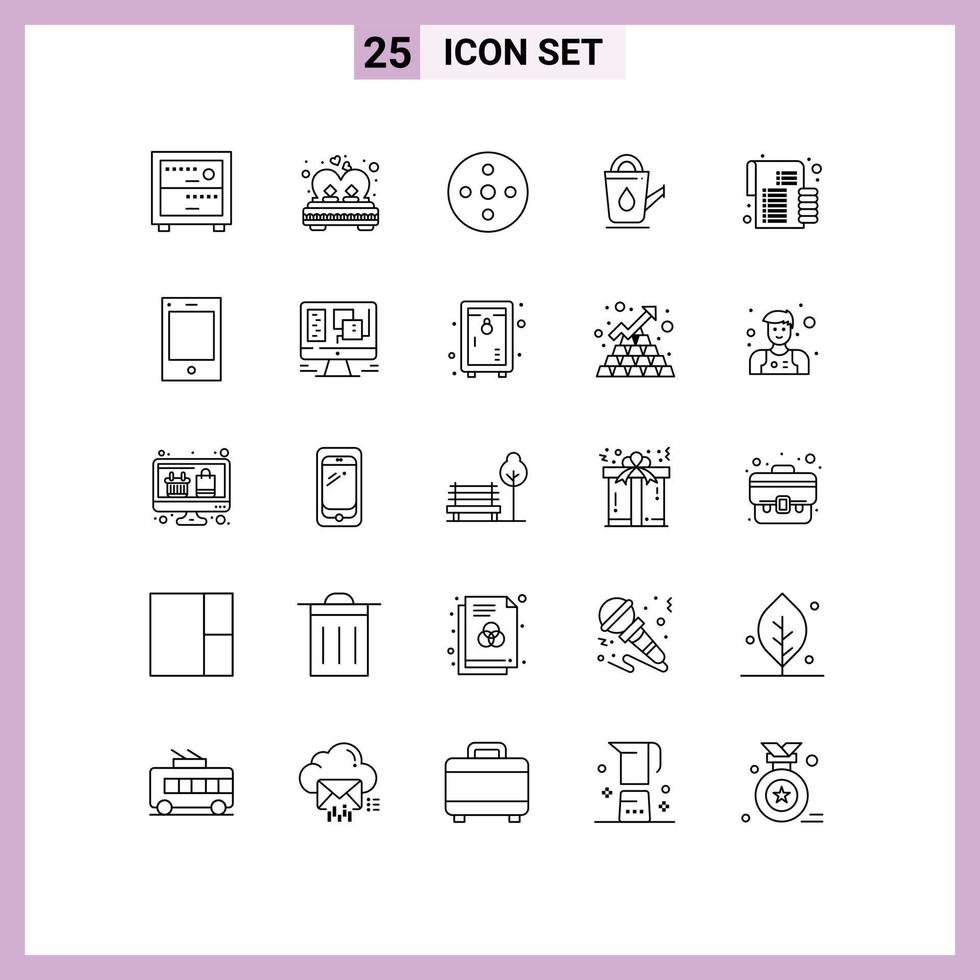 Set of 25 Modern UI Icons Symbols Signs for coins water camera reel shower bath Editable Vector Design Elements