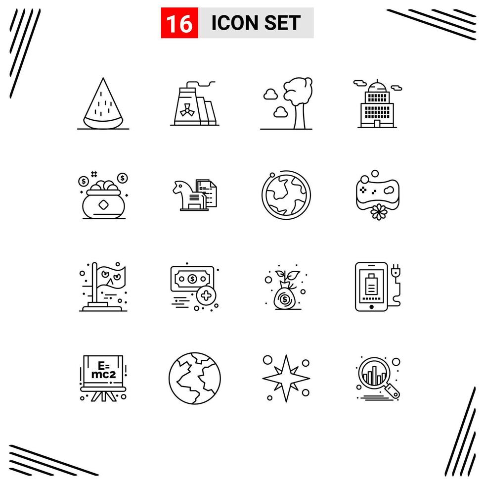 16 Creative Icons Modern Signs and Symbols of investment museum industry government administration Editable Vector Design Elements