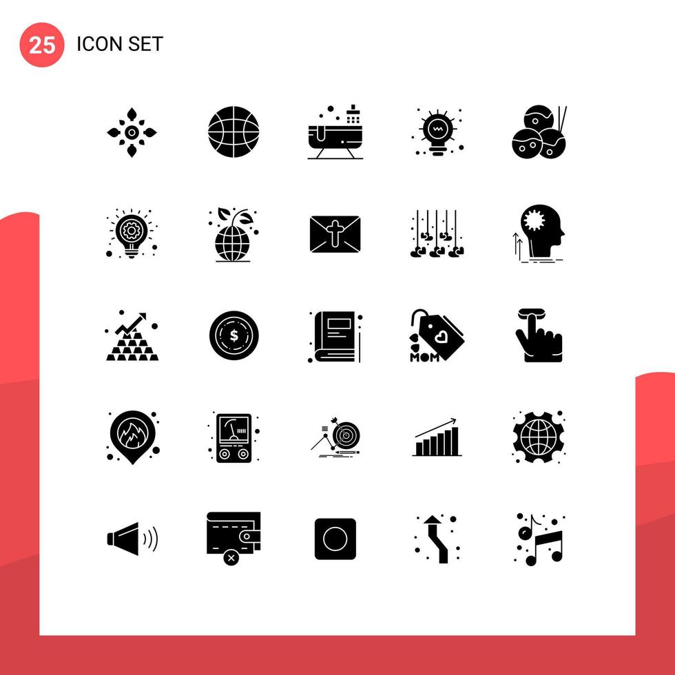 Stock Vector Icon Pack of 25 Line Signs and Symbols for japanese bulb world light water Editable Vector Design Elements