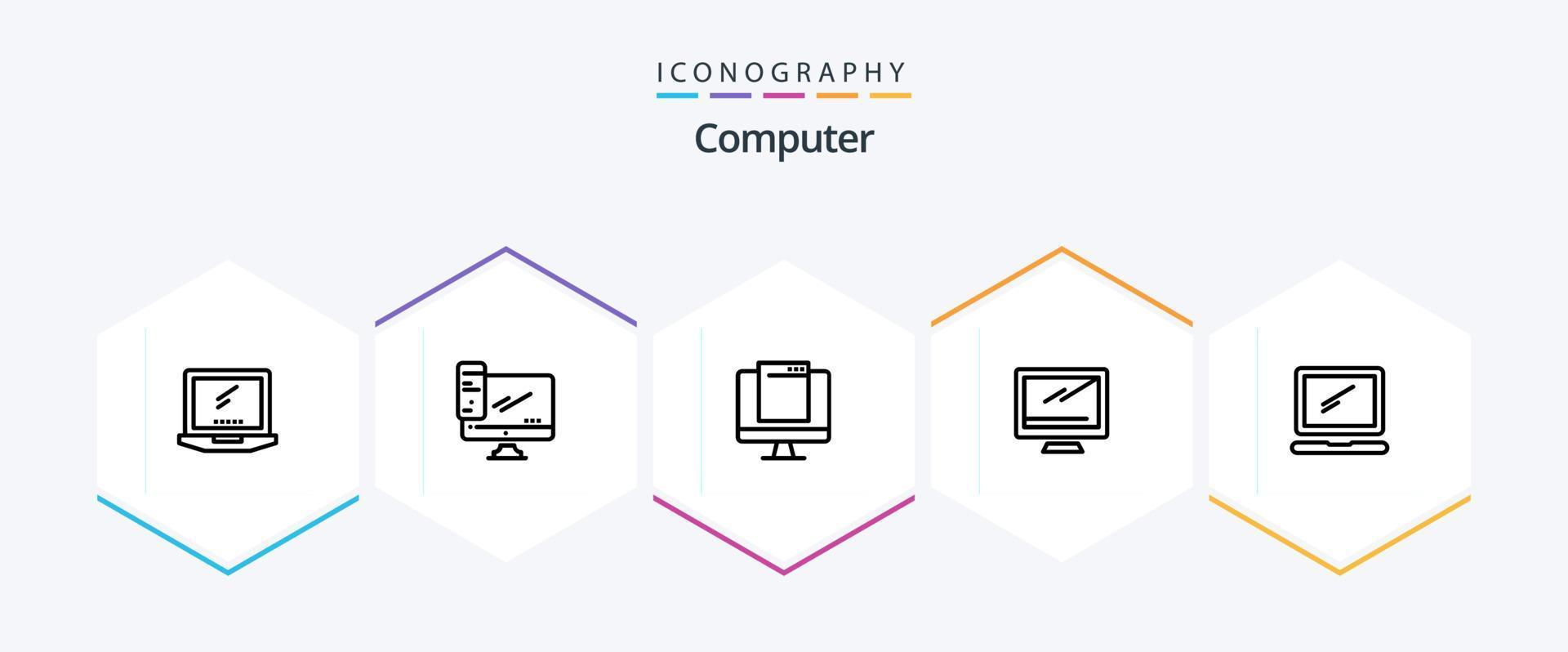 Computer 25 Line icon pack including monitor. popup. device. imac. monitor vector