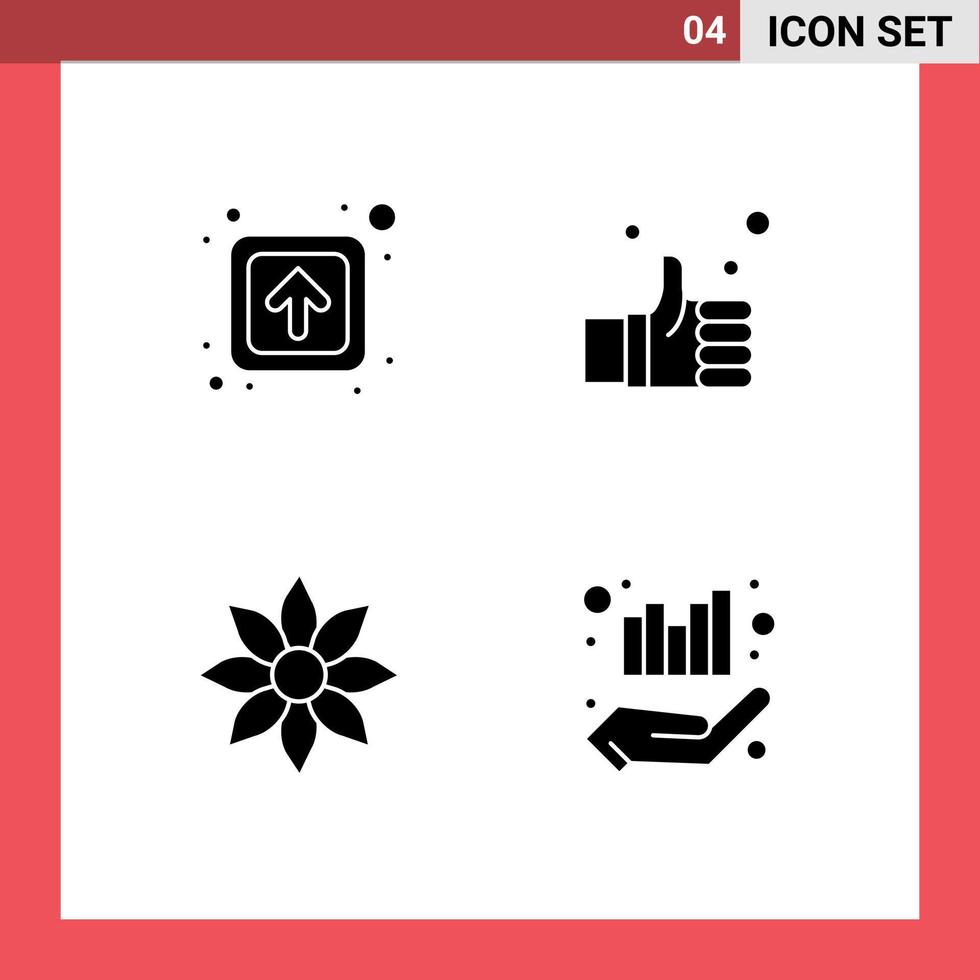 Pack of 4 creative Solid Glyphs of arrow amaryllis signs hand clematis Editable Vector Design Elements