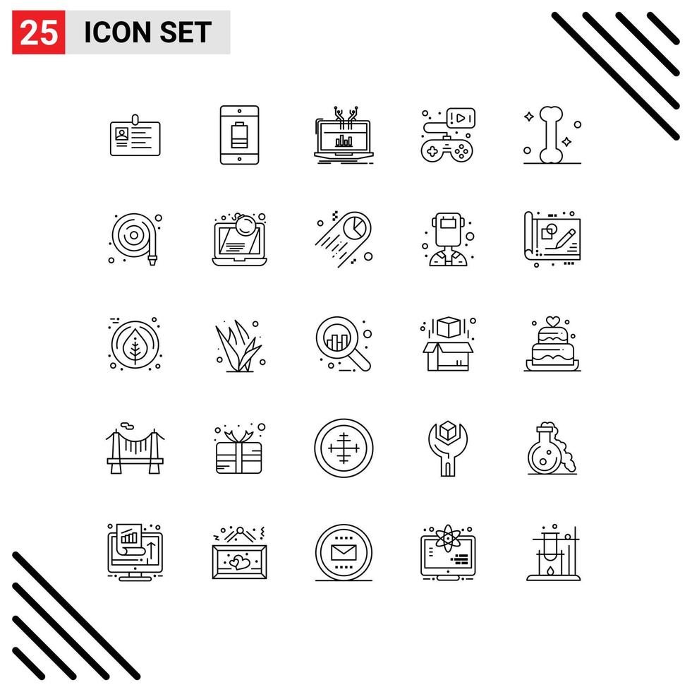 Pack of 25 creative Lines of controller online cellphone management analysis Editable Vector Design Elements