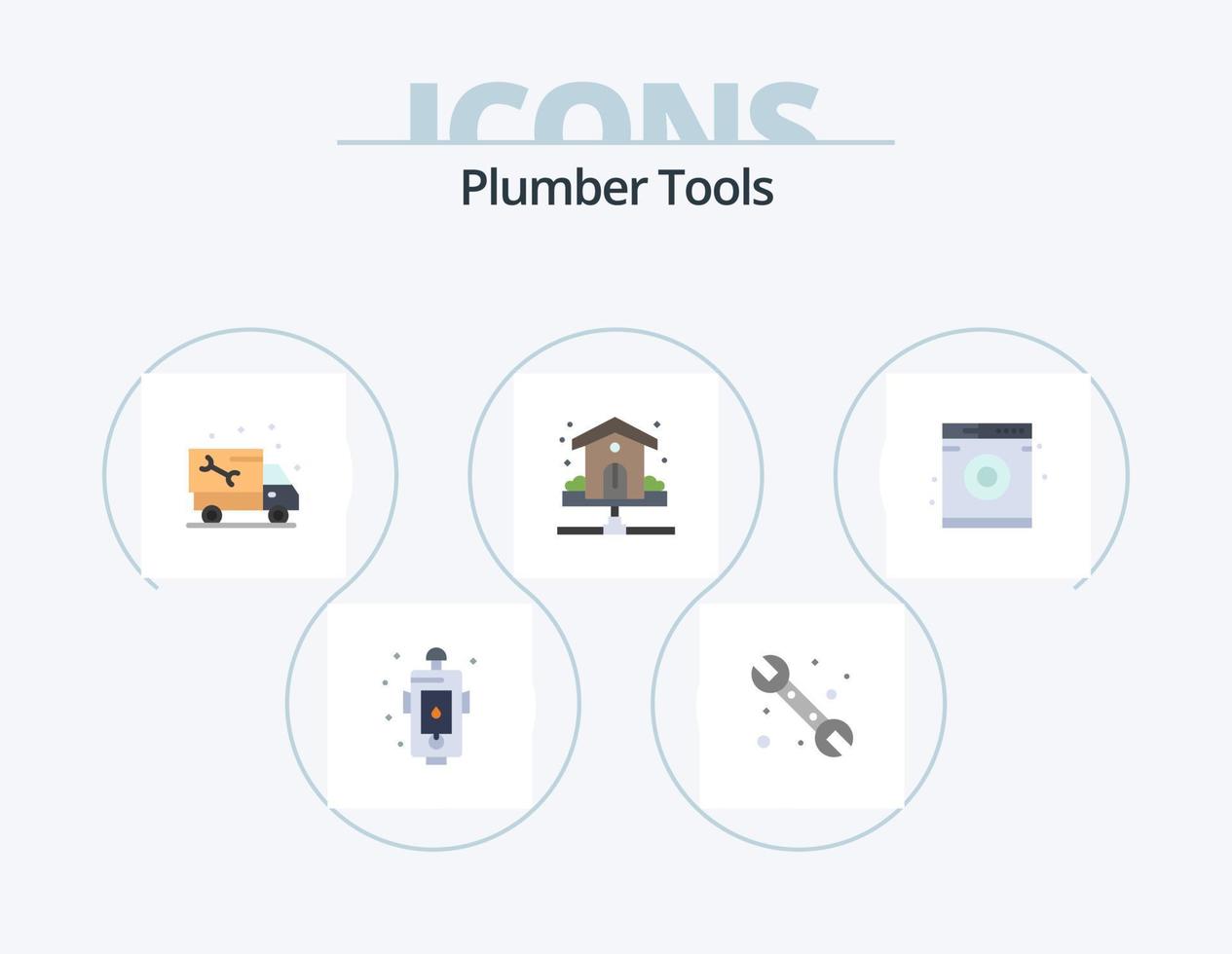 Plumber Flat Icon Pack 5 Icon Design. plumbing. pipe. system. house. plumbing vector