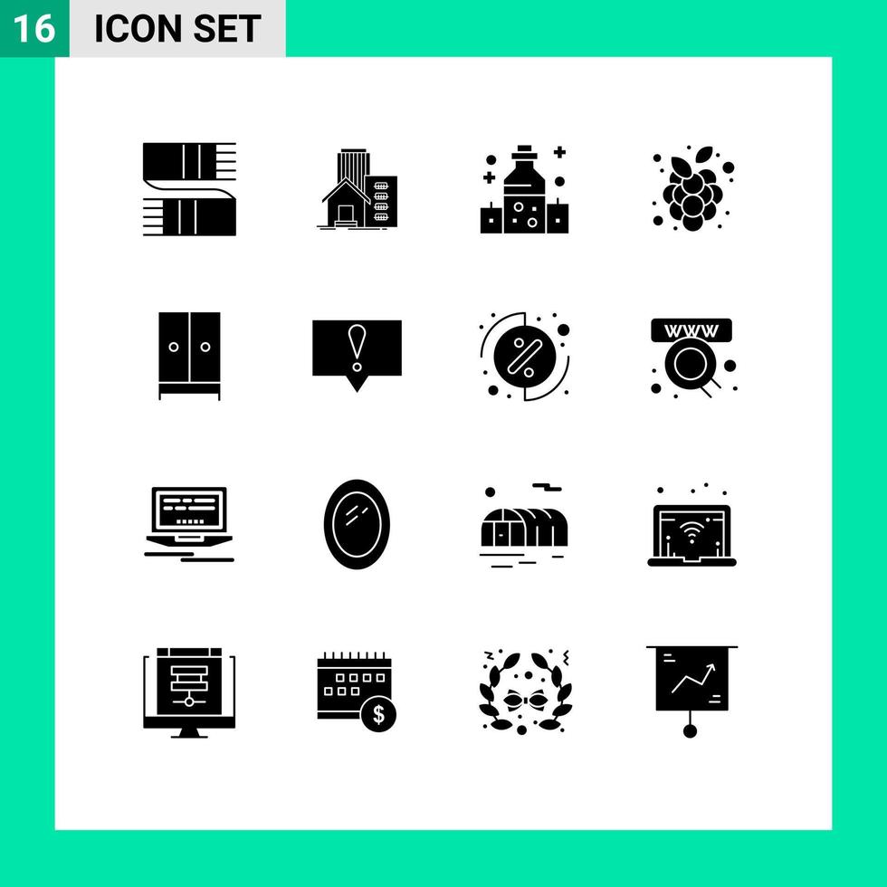 16 iconos creativos signos y símbolos modernos de electrodomésticos vid oficina uvas bienestar elementos de diseño vectorial editables vector
