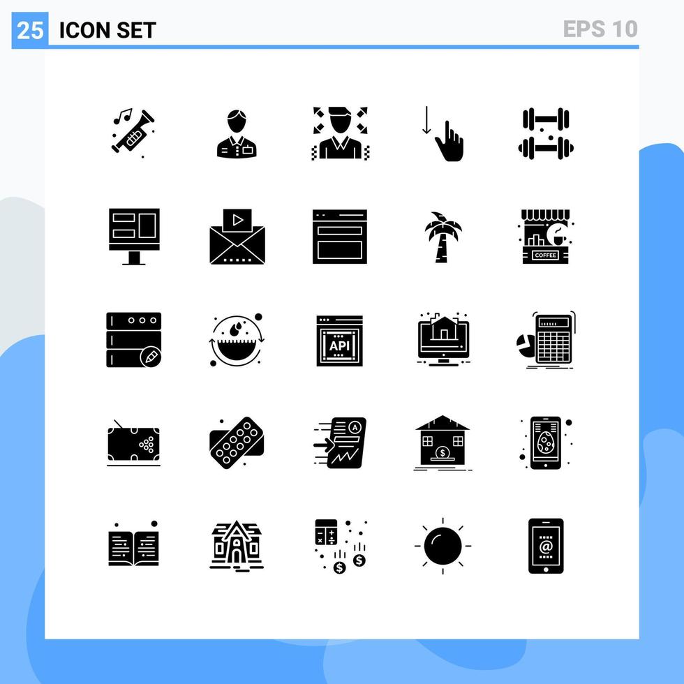 25 Thematic Vector Solid Glyphs and Editable Symbols of hand gesture hotel finger profile Editable Vector Design Elements