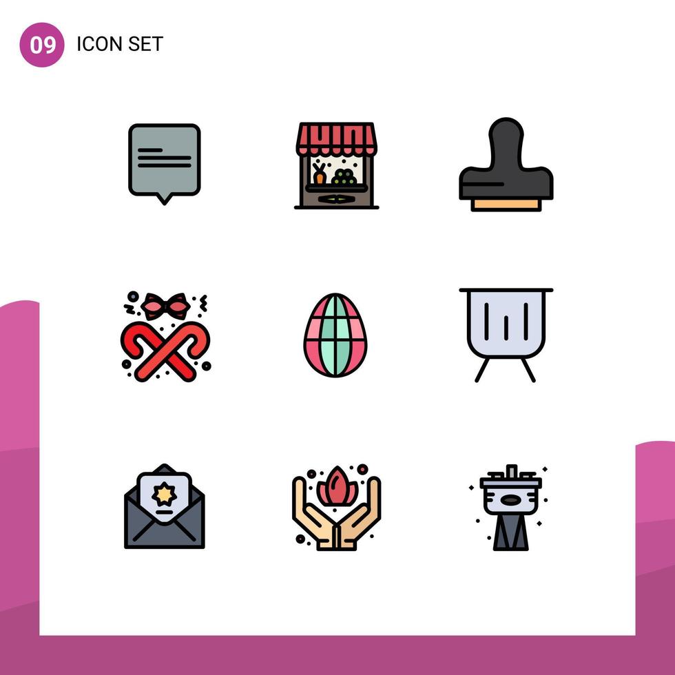 paquete de iconos de vector de stock de 9 signos y símbolos de línea para elementos de diseño de vector editables de caramelo de palo de prensa de huevo de vacaciones