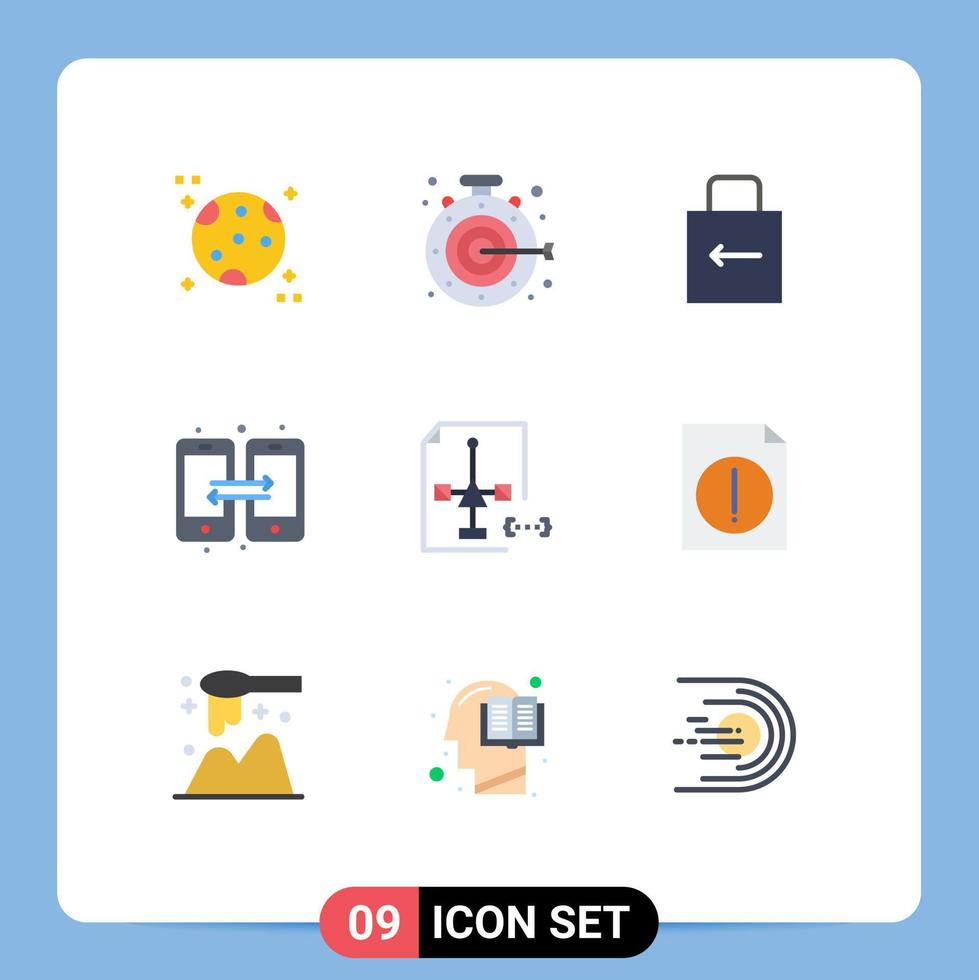 Group of 9 Flat Colors Signs and Symbols for development coding key mobile data Editable Vector Design Elements