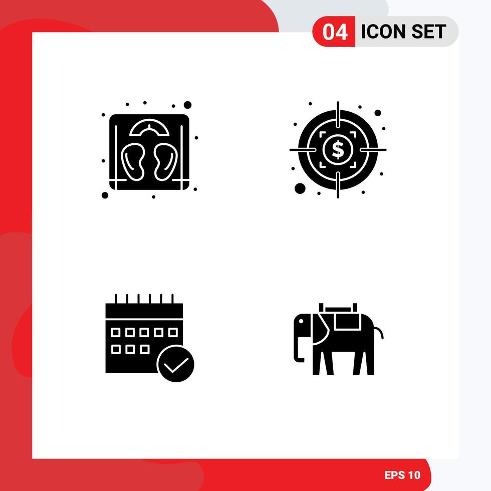 Stock Vector Icon Pack of 4 Line Signs and Symbols for weight calendar dollar schedule plan Editable Vector Design Elements