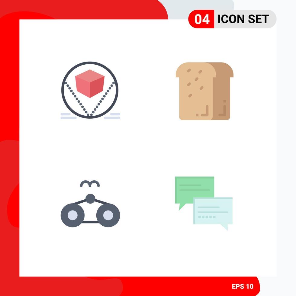 Modern Set of 4 Flat Icons Pictograph of box beach deliver food holiday Editable Vector Design Elements
