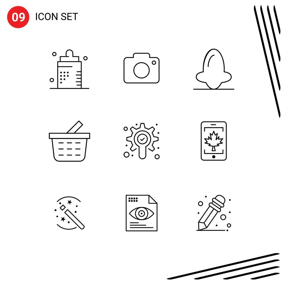 9 Creative Icons Modern Signs and Symbols of search checkout camera basket medicine Editable Vector Design Elements