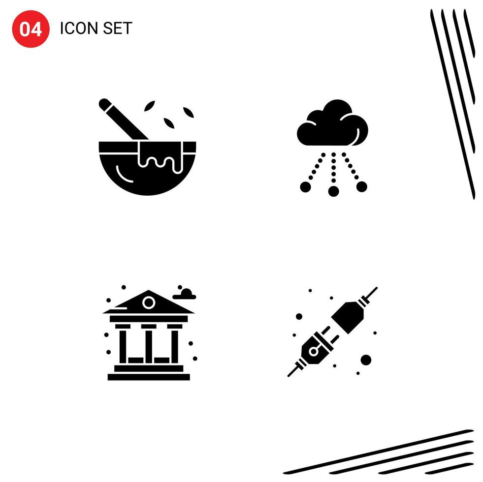 Universal Icon Symbols Group of 4 Modern Solid Glyphs of boiling life restaurant storage money Editable Vector Design Elements