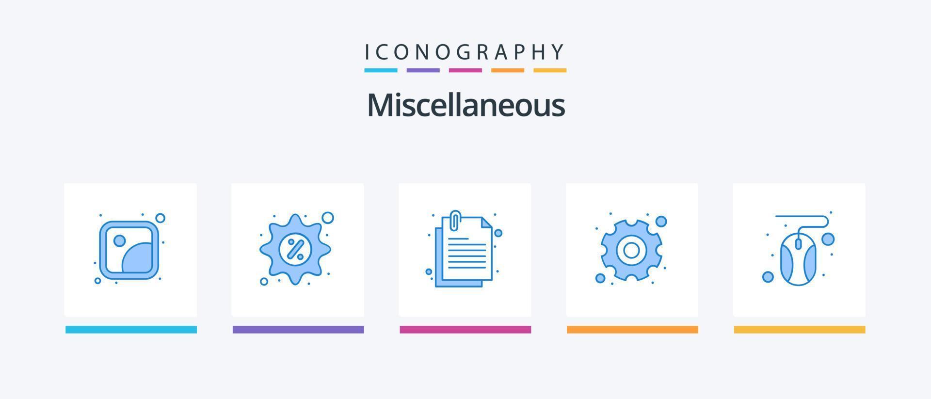 Miscellaneous Blue 5 Icon Pack Including cursor. attach. setup. gear. Creative Icons Design vector