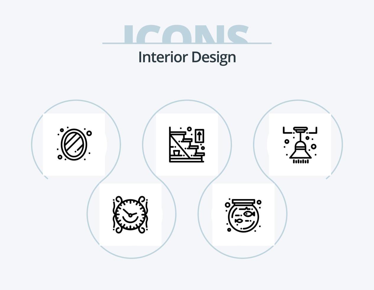 Interior Design Line Icon Pack 5 Icon Design. house. door. flowerpot. rack. furniture vector