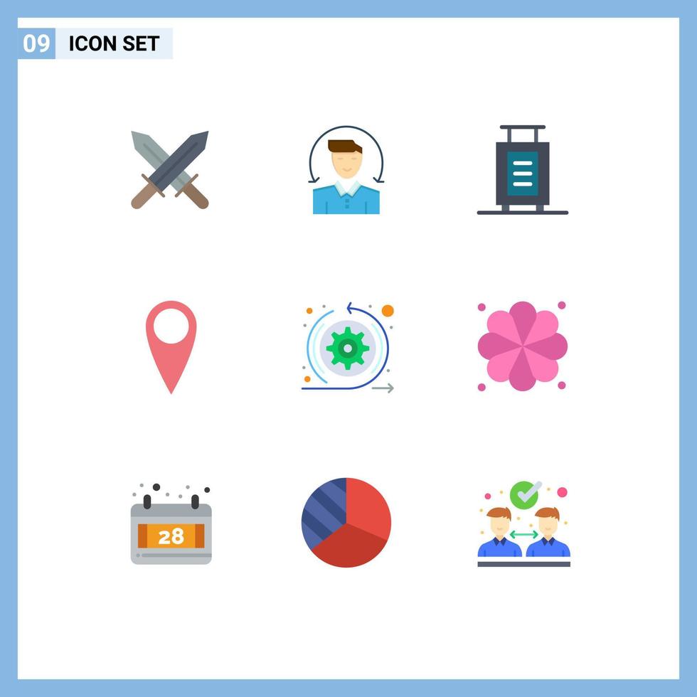 Universal Icon Symbols Group of 9 Modern Flat Colors of spa sprint briefcase scrum agile Editable Vector Design Elements