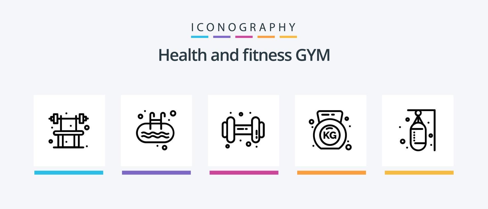 Gym Line 5 Icon Pack Including jump rope. exercise. exercise. gym. exercise. Creative Icons Design vector