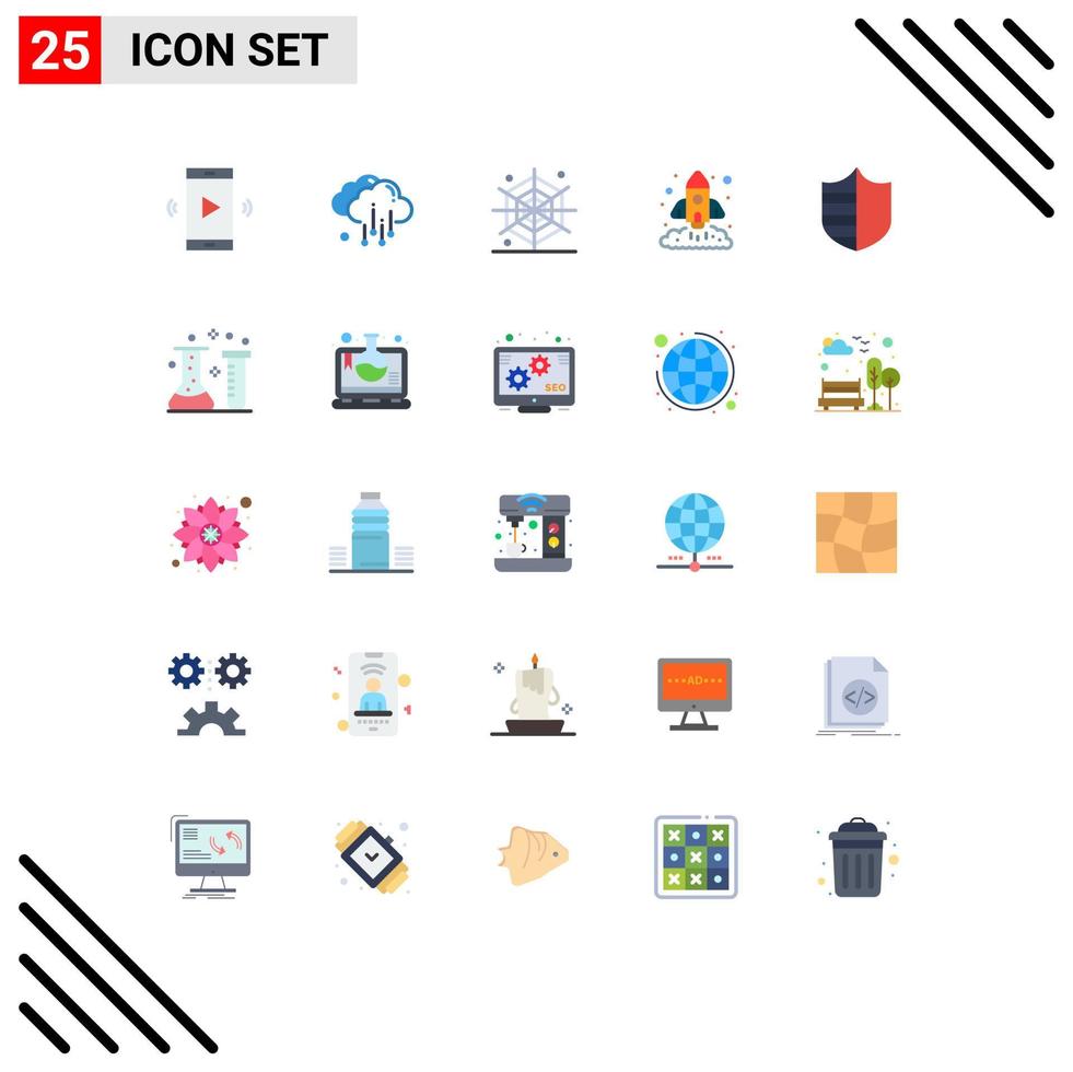 conjunto de 25 iconos de interfaz de usuario modernos signos de símbolos para elementos de diseño vectorial editables de tabla de cohetes de halloween de inicio de seguridad vector