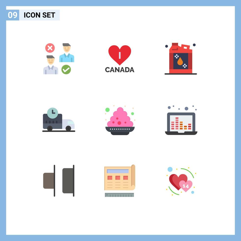 9 Creative Icons Modern Signs and Symbols of plate truck bottle rush delivery Editable Vector Design Elements