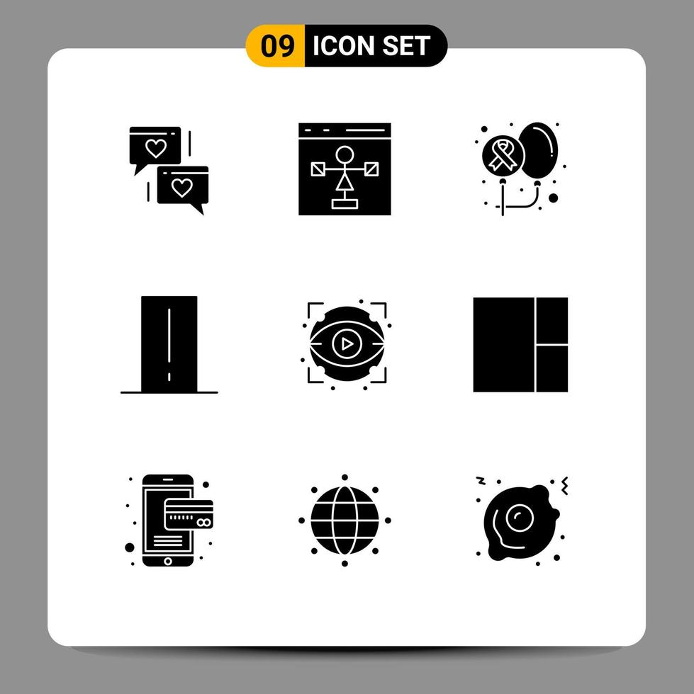 Universal Icon Symbols Group of 9 Modern Solid Glyphs of gadget device programming biology meter health Editable Vector Design Elements