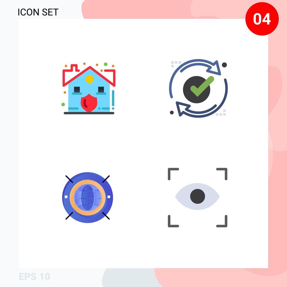 Universal Icon Symbols Group of 4 Modern Flat Icons of estate internet security good world Editable Vector Design Elements
