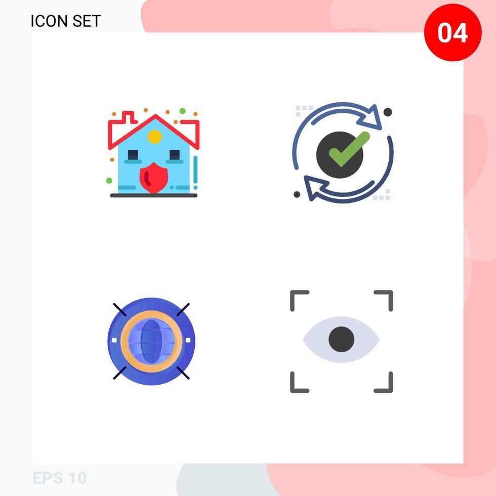 símbolos de iconos universales grupo de 4 iconos planos modernos de elementos de diseño de vectores editables del mundo bueno de la seguridad de Internet inmobiliaria