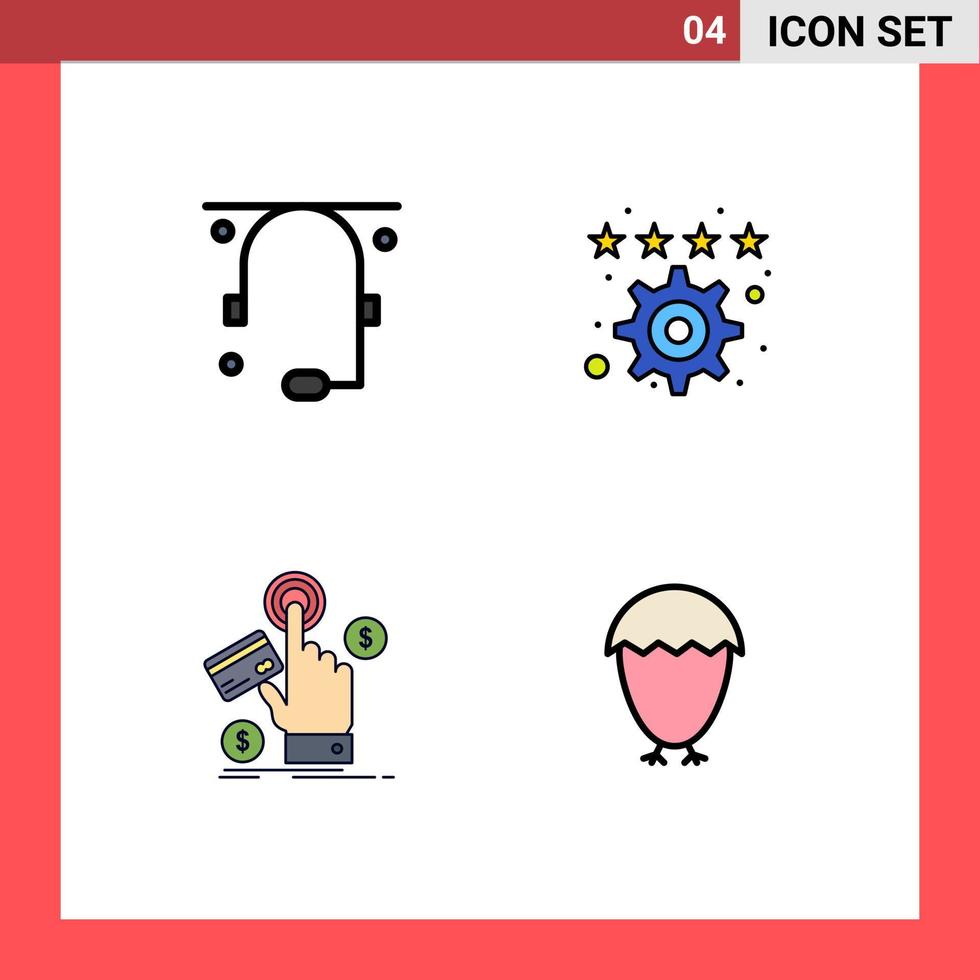 4 iconos creativos signos y símbolos modernos de comunicación haga clic en soporte preferencia pago elementos de diseño vectorial editables vector