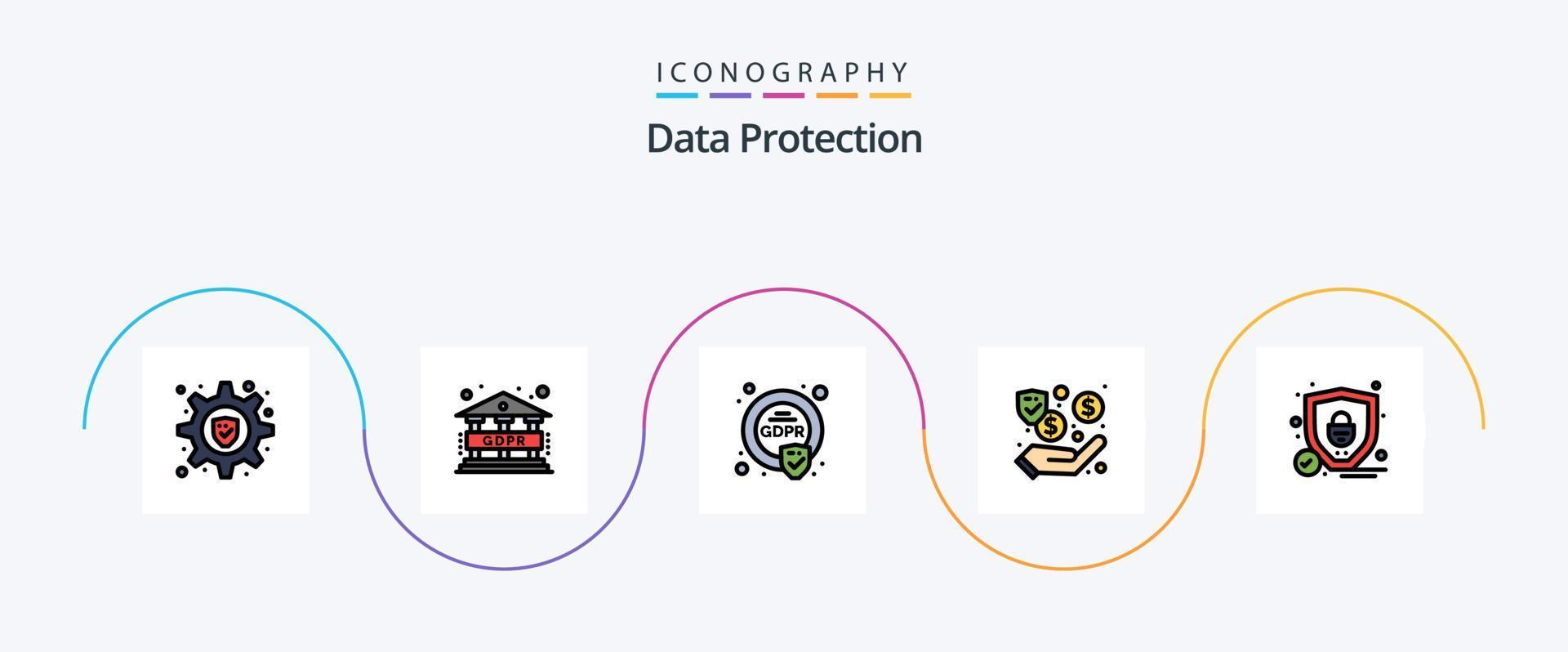 Data Protection Line Filled Flat 5 Icon Pack Including . security. eu. protection. security vector