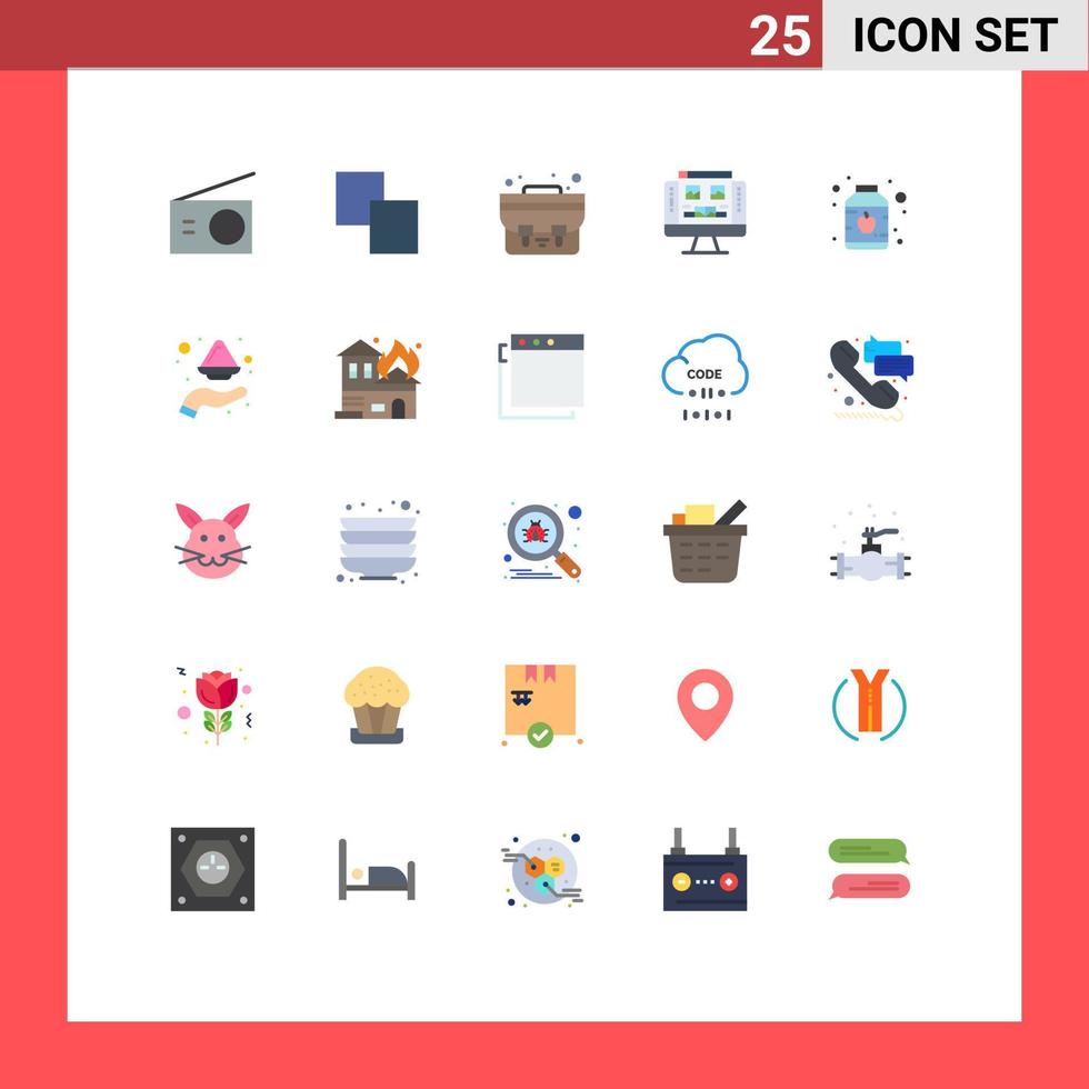 grupo universal de símbolos de iconos de 25 colores planos modernos de elementos de diseño de vectores editables para monitor de bebé