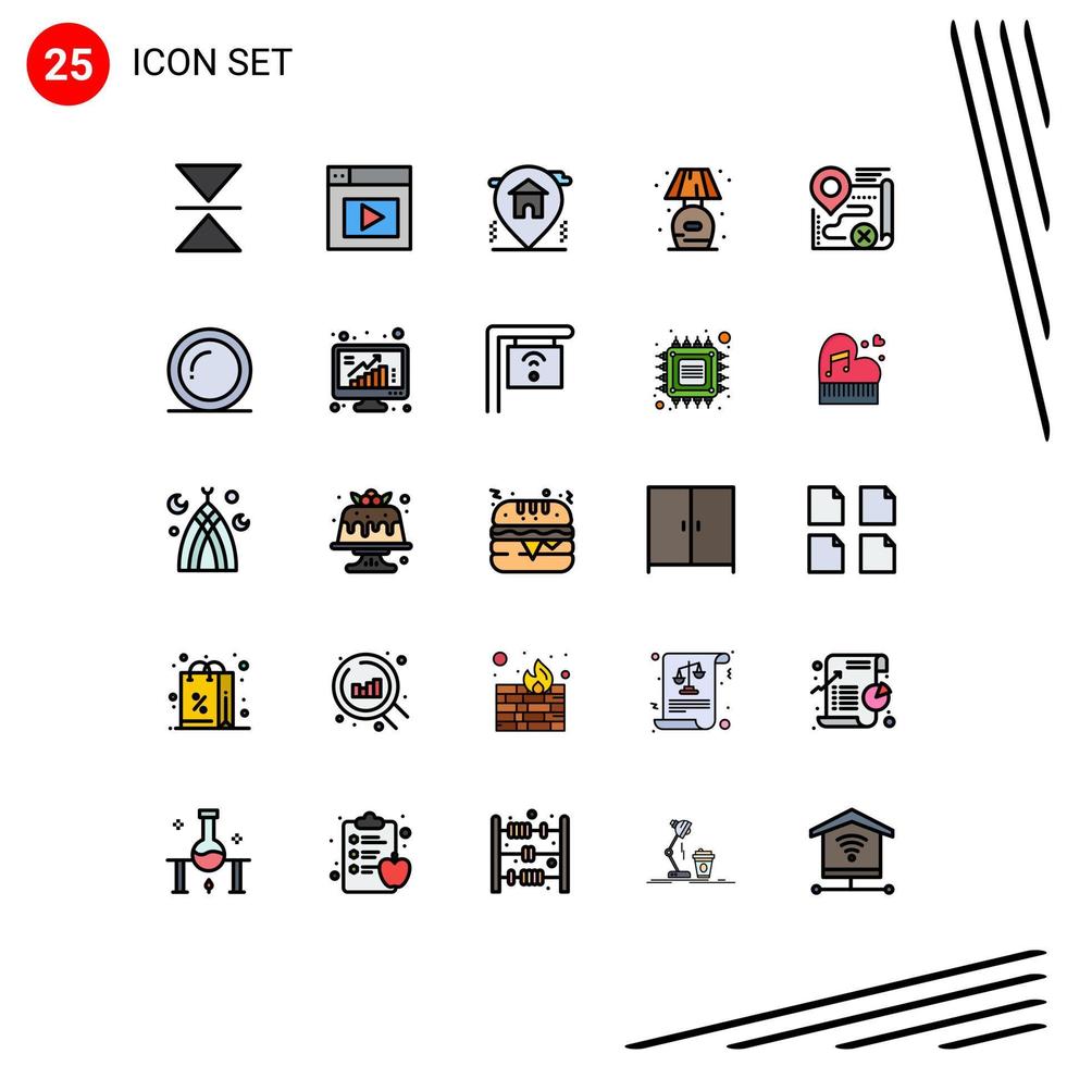 Set of 25 Modern UI Icons Symbols Signs for close route house map stand Editable Vector Design Elements