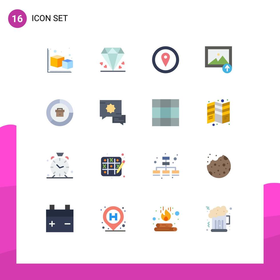 16 Universal Flat Colors Set for Web and Mobile Applications data analysis gps upload image Editable Pack of Creative Vector Design Elements