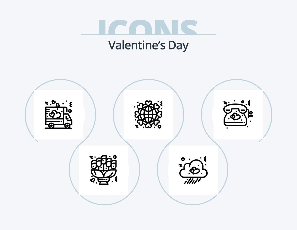 paquete de iconos de línea de día de san valentín 5 diseño de iconos. comercio. mundo. amar. amar. corazón vector