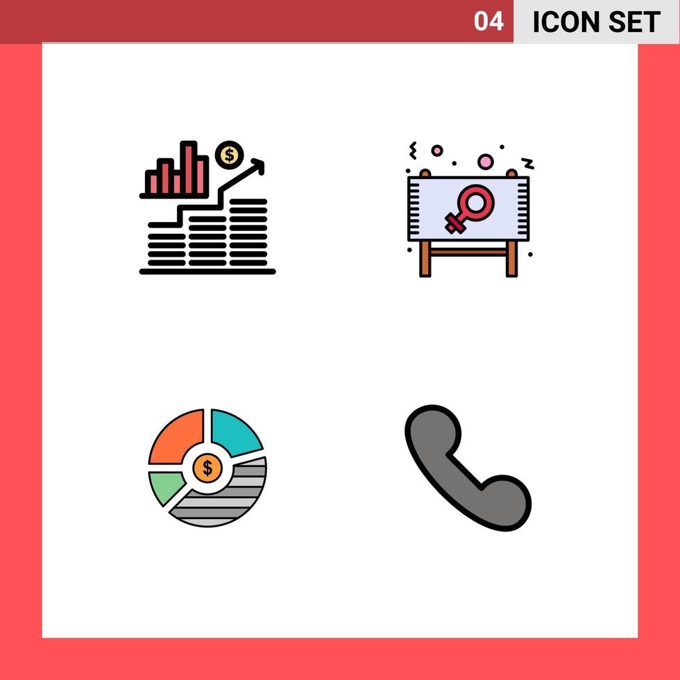 Universal Icon Symbols Group of 4 Modern Filledline Flat Colors of business chart graph day bar Editable Vector Design Elements