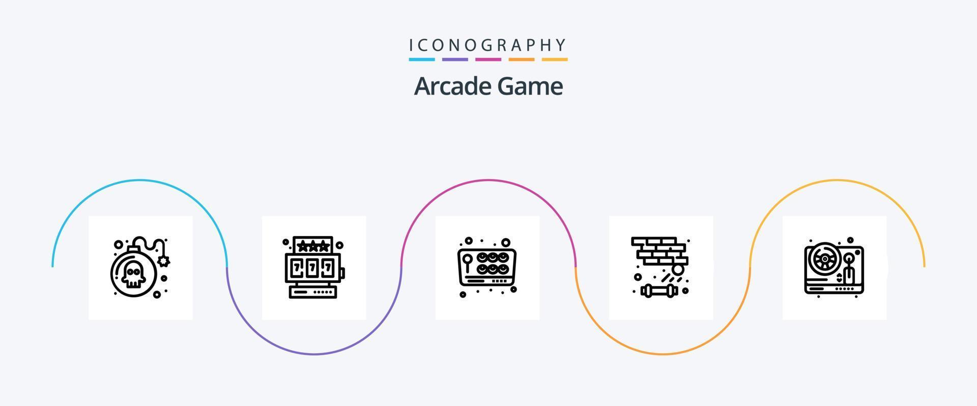 paquete de íconos de arcade line 5 que incluye el juego. direccion. juego. jugar. interruptor automático vector