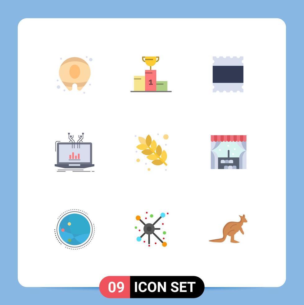 Flat Color Pack of 9 Universal Symbols of grain dish layout platform management Editable Vector Design Elements