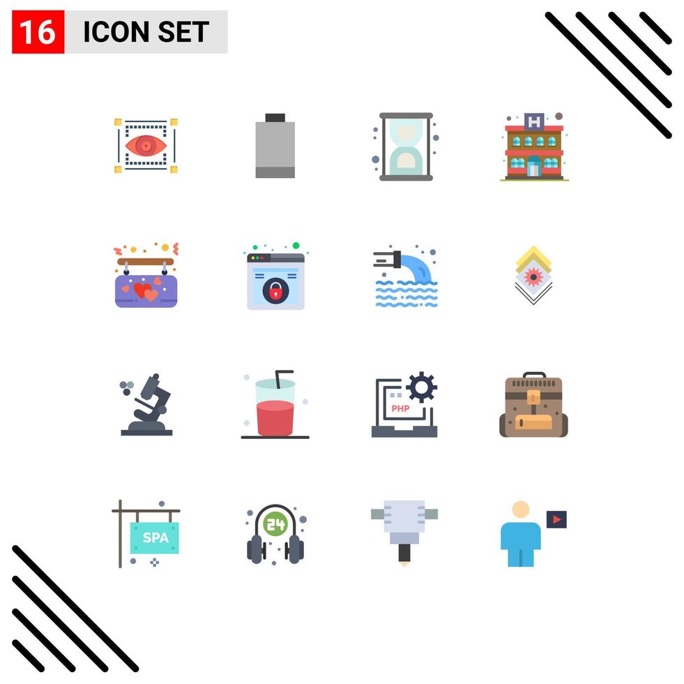 16 Universal Flat Color Signs Symbols of design hanging loading board hotel Editable Pack of Creative Vector Design Elements